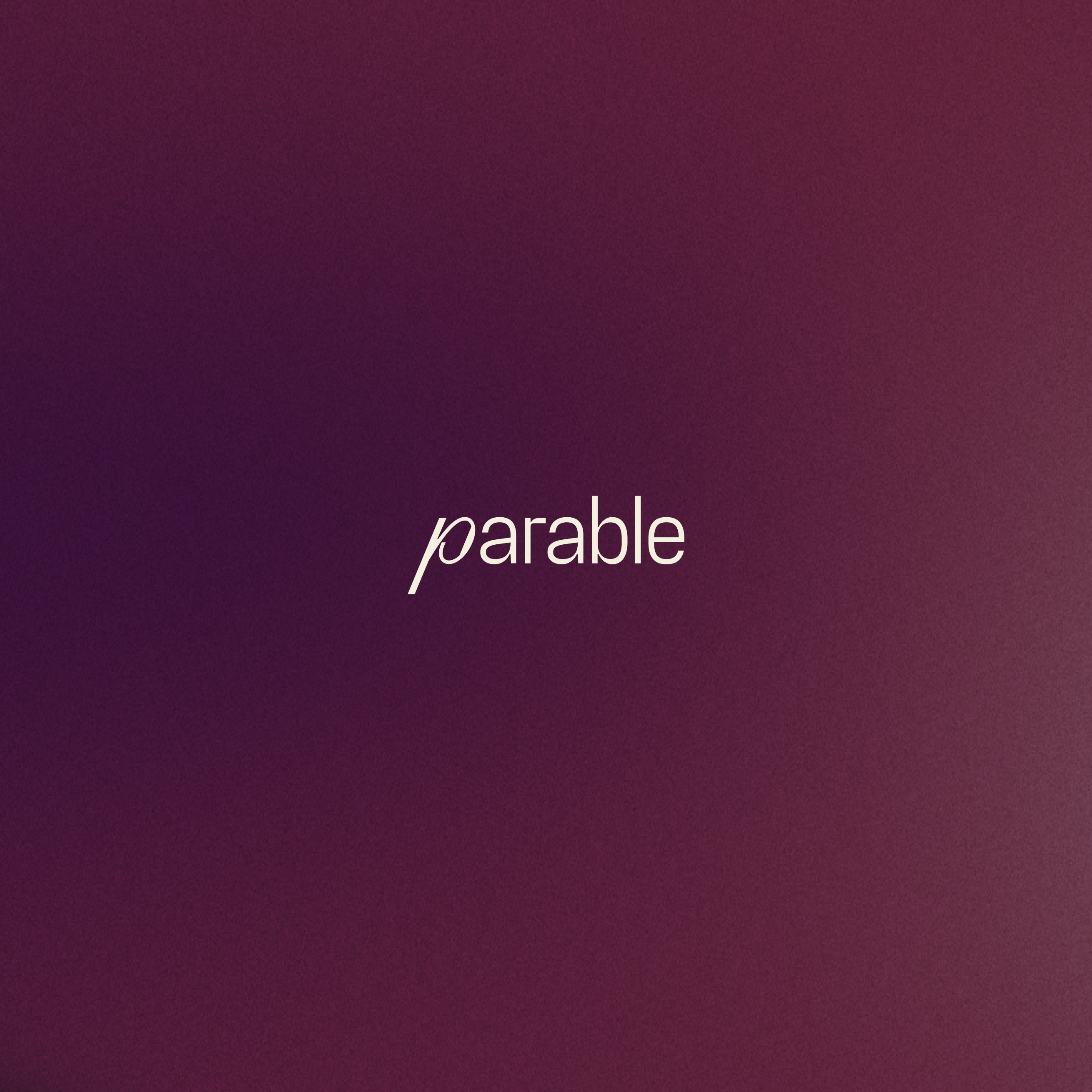 Parable — the wordmark on the plum field.