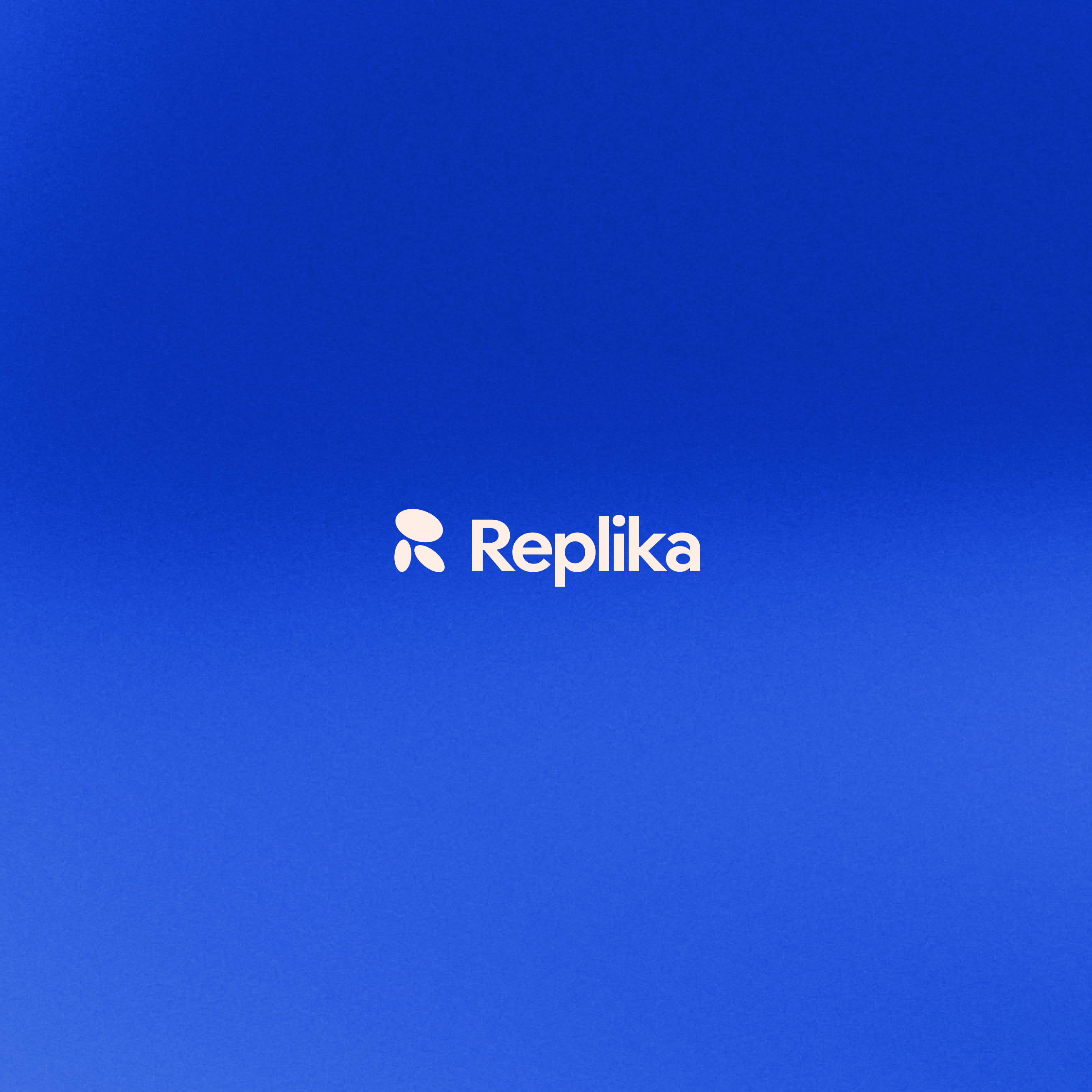 Replika — the wordmark on the cobalt field.